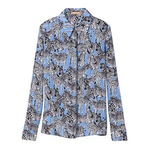 Michael Kors Collection Silk Zebra Print Blouse Size 10